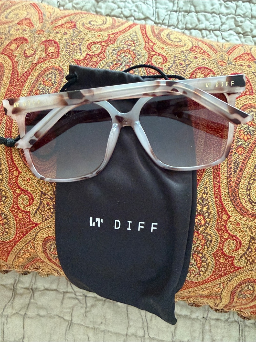 Women's Pink Tortoiseshell Square Sunglasses LT DIFF NEW BELLA - Picture 5 of 16